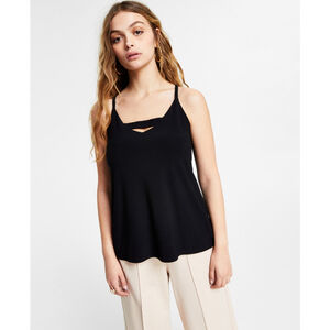 Bar III Women's Petite Small Black Zip-Back Tank Top NWT